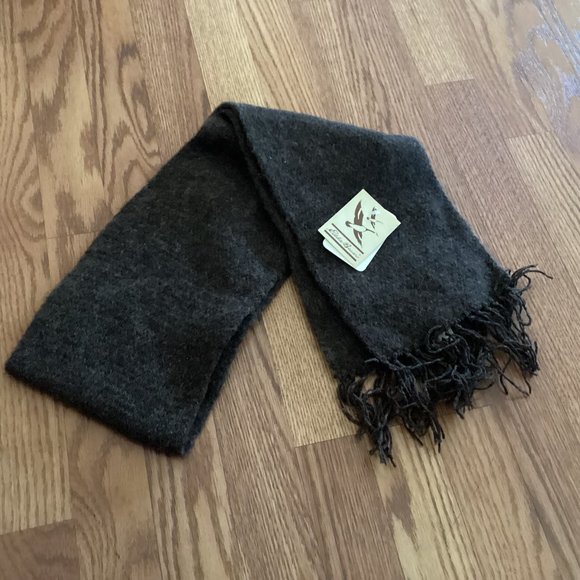 NWT Eddie Bauer Brown 100% Wool Neck Scarf with Fringe - Picture 1 of 3